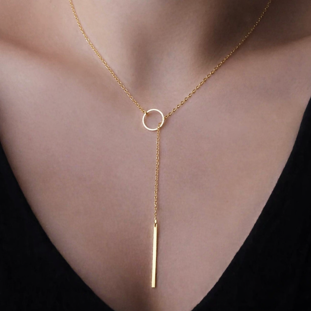Collier Halo Stellaire – Chaîne en Acier Inoxydable Doré