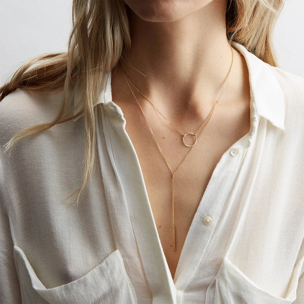 Collier Halo Stellaire – Chaîne en Acier Inoxydable Doré